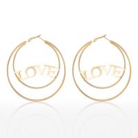 Zinc Alloy Hoop Earring, gold color plated, fashion jewelry & for woman 