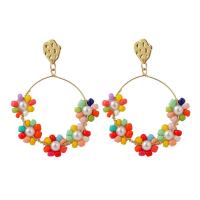 Glass Seed Beads Earring, Zinc Alloy, with Seedbead, gold color plated, fashion jewelry & for woman 