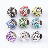 Enamel Zinc Alloy European Beads, barrel, silver color plated, DIY Approx 