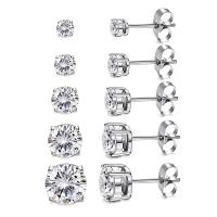 Cubic Zirconia Micro Pave Brass Earring, plated, Unisex & micro pave cubic zirconia 