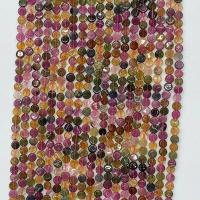 Perles de Tourmaline naturels, Plat rond, normes différentes pour le choix, multicolore Environ 14.96 pouce, Vendu par brin