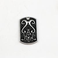 Zinc Alloy Jewelry Pendants, Rectangle, antique silver color plated, vintage & DIY, black 