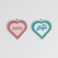 Zinc Alloy Enamel Pendants, Heart, silver color plated, DIY 