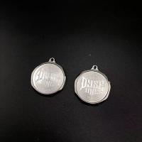 Zinc Alloy Jewelry Pendants, Flat Round, silver color plated, vintage & DIY & brushed 