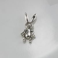 Pendentifs animaux en alliage de zinc, lapin, Plaqué de couleur d'argent, Vintage & DIY Vendu par PC