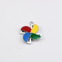 Zinc Alloy Enamel Pendants, Pinwheel, silver color plated, DIY, multi-colored 