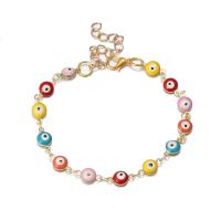 Evil Eye Bracelet Bijoux, laiton, avec 1.97inch chaînes de rallonge, Placage de couleur d'or, bijoux de mode & pour femme & émail, doré Environ 7.09 pouce, Vendu par PC