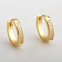 Boucles d'oreilles en acier titane, Plaqué d'or, pour femme & avec strass Vendu par paire