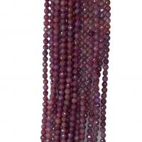 Single Gemstone Beads, Ruby, Round, natural & faceted, fuchsia Approx 14.96 Inch 