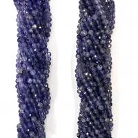 Single Gemstone Beads, Iolite, Round, natural & faceted, blue Approx 14.96 Inch 