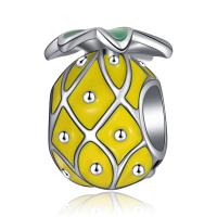 Enamel Zinc Alloy European Beads, Pineapple, plated, yellow, 10-15mm 