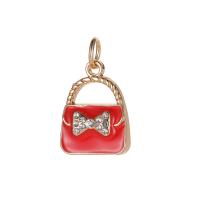 Zinc Alloy Enamel Pendants, Handbag, plated, DIY & with rhinestone 