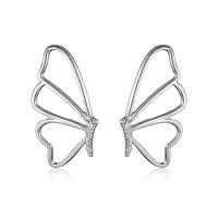 Pendientes de Perno de Aleación de Zinc, Mariposa, chapado en color de plata, Joyería & para mujer & hueco, 48x30mm, Vendido por Par