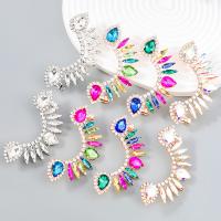 Zinc Alloy Rhinestone Stud Earring, plated, fashion jewelry & for woman & with glass rhinestone & with rhinestone 