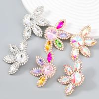 Zinc Alloy Rhinestone Stud Earring, plated, fashion jewelry & for woman & with glass rhinestone & with rhinestone, blue 