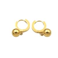 Acero inoxidable gota pendiente, acero inoxidable 304, Esférico, Recubrimiento iónico al vacío, para mujer, dorado, 10mm, Vendido por Par