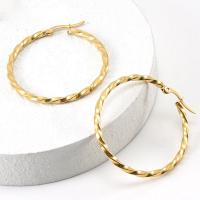 Acier titane boucle d'oreille cercle, Plaqué or 18K, bijoux de mode & normes différentes pour le choix & pour femme, doré, Vendu par paire