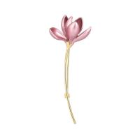 El esmalte Broche, metal, Lotus, chapado en color dorado, para mujer, 22x57mm, Vendido por UD