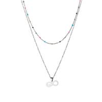 Collier de mode Multi couche, Acier inoxydable 304, avec 1.97inch chaînes de rallonge, poli, Double couche & bijoux de mode & pour femme, couleur originale Environ 17.72 pouce, Environ 14.96 pouce, Vendu par PC