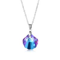 Collier en cristal, Acier inoxydable 304, avec cristal, avec 1.97inch chaînes de rallonge, coquille, poli, bijoux de mode & pour femme, plus de couleurs à choisir Environ 17.72 pouce, Vendu par PC