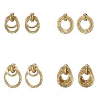 Boucle d'oreille de goutte en fer, Placage de couleur d'or, bijoux de mode & styles différents pour le choix & pour femme, Vendu par paire