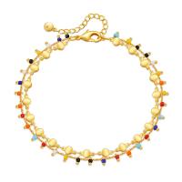 Pulseras de latón, metal, con Seedbead, con 2.36inch extender cadena, 18K chapado en oro, Joyería & para mujer, dorado, longitud:aproximado 8.46 Inch, Vendido por UD