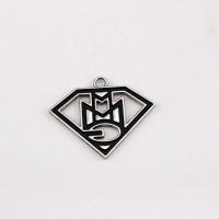 Zinc Alloy Jewelry Pendants, antique silver color plated, vintage & DIY & enamel, black 