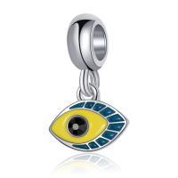 Zinc Alloy European Pendants, Eye, plated, DIY & enamel & with rhinestone, silver color, 10-30mm 