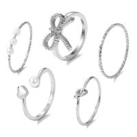 Zink-Legierung Ring Set, Zinklegierung, mit ABS-Kunststoff-Perlen, goldfarben plattiert, 5 Stück & Modeschmuck & für Frau, keine, verkauft von setzen