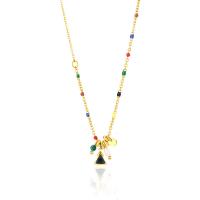 Collier de bijoux de titane, Acier titane, avec Plastique ABS perle, avec 6cm chaînes de rallonge, Placage, bijoux de mode & pour femme & émail, multicolore cm, Vendu par PC