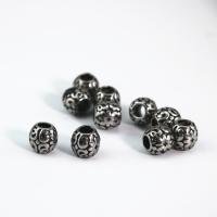 Stainless Steel Large Hole Beads, 304 Stainless Steel, barrel, DIY & blacken, black, nickel, lead & cadmium free 