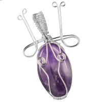 Gemstone Zinc Alloy Pendants, with Zinc Alloy & Unisex 