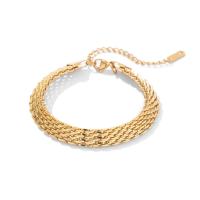 Stainless Steel Chain Bracelets, 314 Stainless Steel, with 5cm extender chain, Vacuum Ion Plating, fashion jewelry & for woman, golden, 8mm .5 cm 