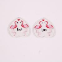 Acrylic Jewelry Pendant, Heart, printing, embossed & DIY 31-39mm 