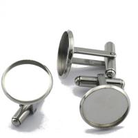 304 Stainless Steel Cufflinks Findings, polished, DIY original color 