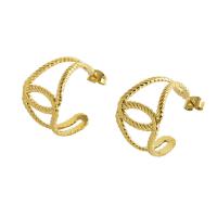 Boucles d'oreilles en acier titane, Plaqué or 18K, bijoux de mode & pour femme, doré, 24mm, Vendu par paire