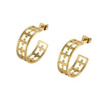 Boucles d'oreilles en acier titane, Plaqué or 18K, bijoux de mode & pour femme, doré, 24mm, Vendu par paire