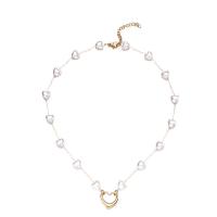 Collier de perles en plastique, Acier inoxydable 304, avec perle de plastique, avec 1.97inch chaînes de rallonge, coeur, bijoux de mode & pour femme, plus de couleurs à choisir, 16mm Environ 15.75 pouce, Vendu par brin