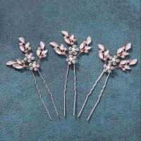 Hair Stick, Zinc Alloy, with Plastic Pearl, three pieces & for woman & with rhinestone 