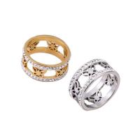 Strass Edelstahl Fingerring, 304 Edelstahl, unisex & verschiedene Größen vorhanden & verschiedene Stile für Wahl & mit Strass, keine, verkauft von PC