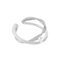 Anillo de Plata Ley, plata de ley 925, con Perlas plásticas, Patrón Geométrico, chapado, Estilo coreano & para mujer, más colores para la opción, 6.9mm, tamaño:6, Vendido por UD