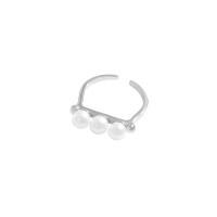 Anillo de Plata Ley, plata de ley 925, con Perlas plásticas, chapado, Estilo coreano & ajustable & para mujer, más colores para la opción, 5.25mm, tamaño:6, Vendido por UD