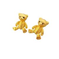 Rhinestone Brass Stud Earring, Bear, 18K gold plated, for woman & with rhinestone 