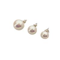 Freshwater Pearl Brass Earring, with pearl, platinum color plated  & for woman, white 