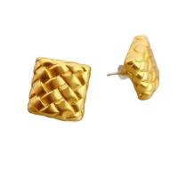 Messing Ohrstecker, Quadrat, 18 K vergoldet, für Frau, 16.5mm, verkauft von Paar