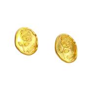 Messing Ohrstecker, 18 K vergoldet, für Frau, 15.3x18mm, verkauft von Paar