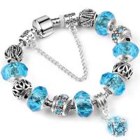 European Match Cristal Bracelets, alliage de zinc, avec cristal, Placage, longueur différente pour le choix & pour femme & avec strass, plus de couleurs à choisir, Vendu par PC