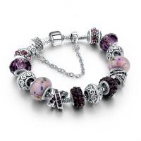 European Match Cristal Bracelets, alliage de zinc, avec cristal & chalumeau, Placage, longueur différente pour le choix & pour femme & avec strass, plus de couleurs à choisir, Vendu par PC