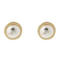 Boucle d'oreille en alliage de zinc en plastique perle, avec Pierre naturelle & coquille & perle de plastique, Placage de couleur d'or, bijoux de mode & styles différents pour le choix & pour femme, Vendu par paire