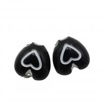 Enamel Acrylic Beads, Heart, DIY, black Approx 